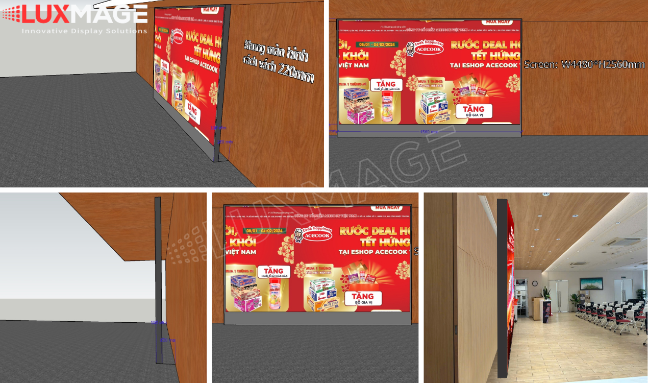 demo of meeting room LED screen simulation