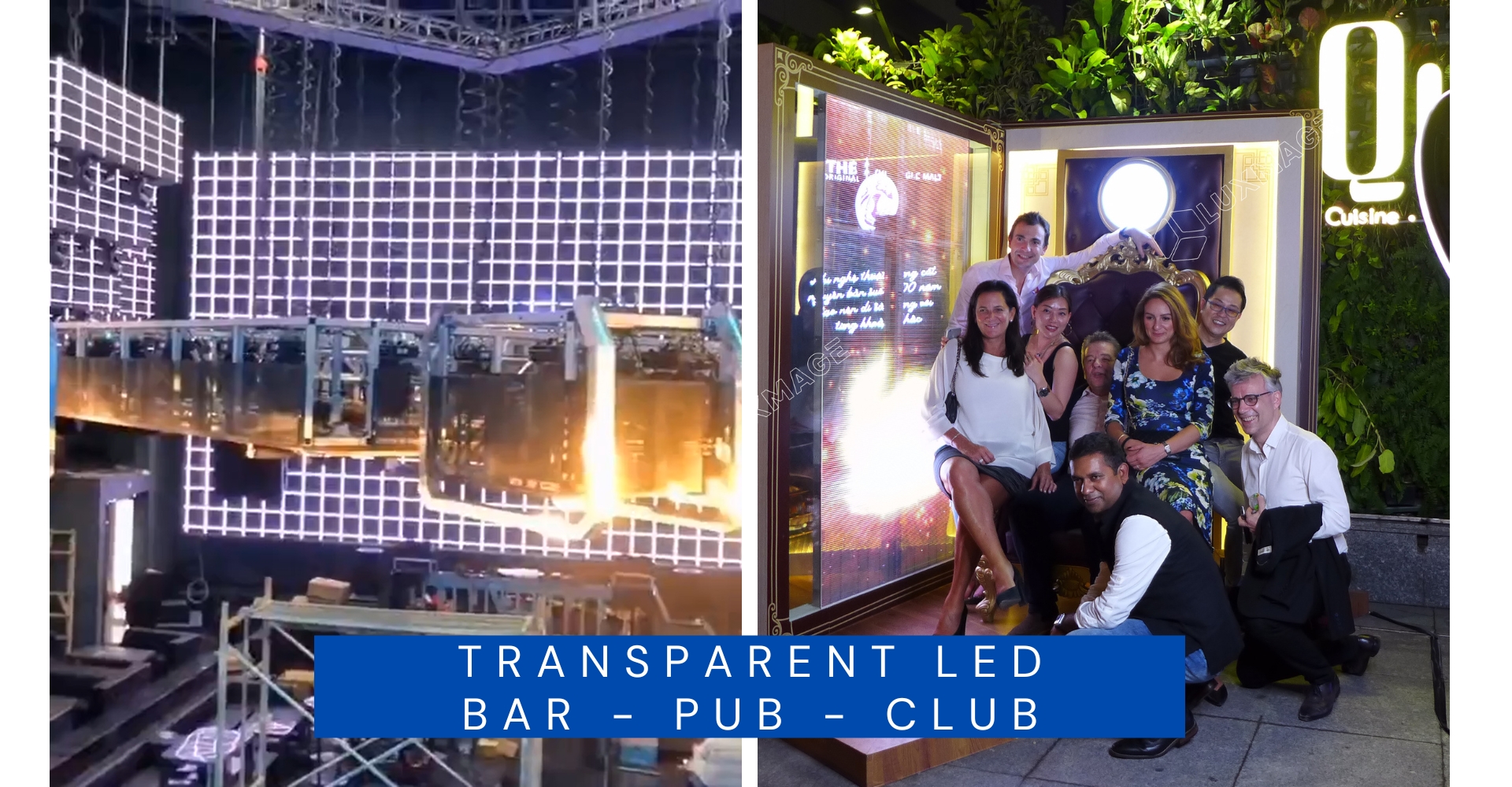 Màn hình LED trong suốt quán Bar