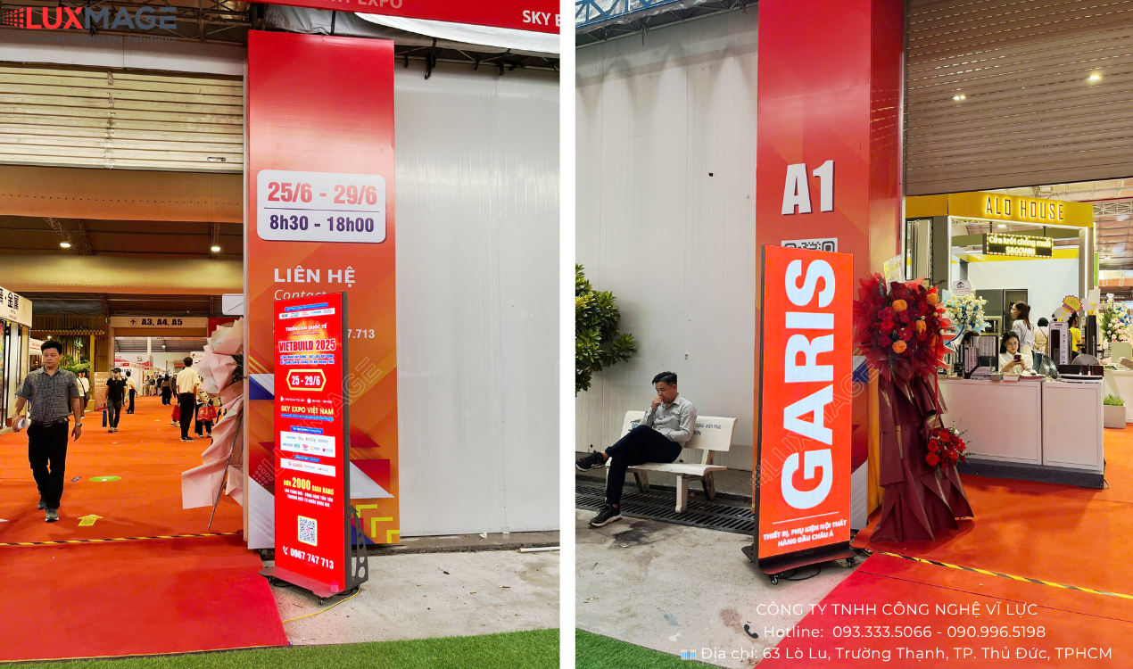 Luxmage specializes in renting electronic standees in Ho Chi Minh City, cheap and reputable standees