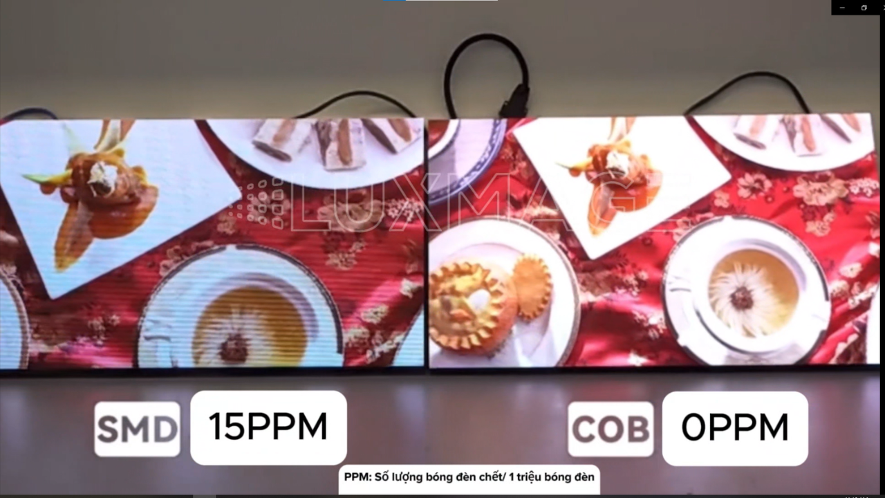 So sánh độ hạt màn hình SMD và màn hình LED COB
