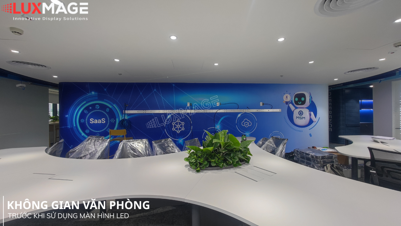 Toàn cảnh dự án màn hình LED COB P1.53 tại văn phòng Quận 3, TP.HCM.