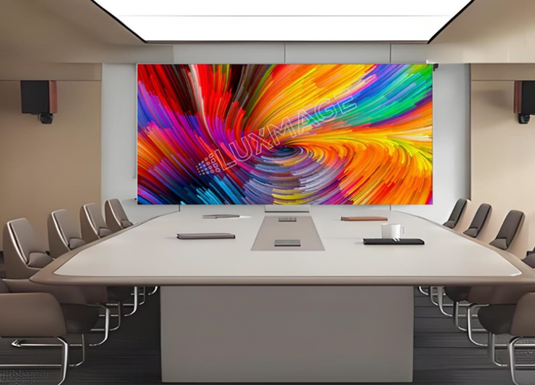 Installing Luxmage meeting room LED screens - modern display solutions for professional spaces.