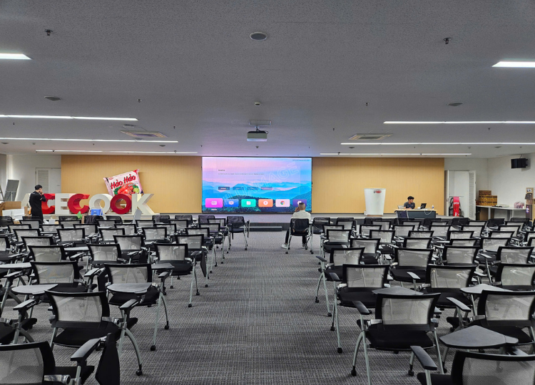 Installing Luxmage meeting room LED screens - modern display solutions for professional spaces.