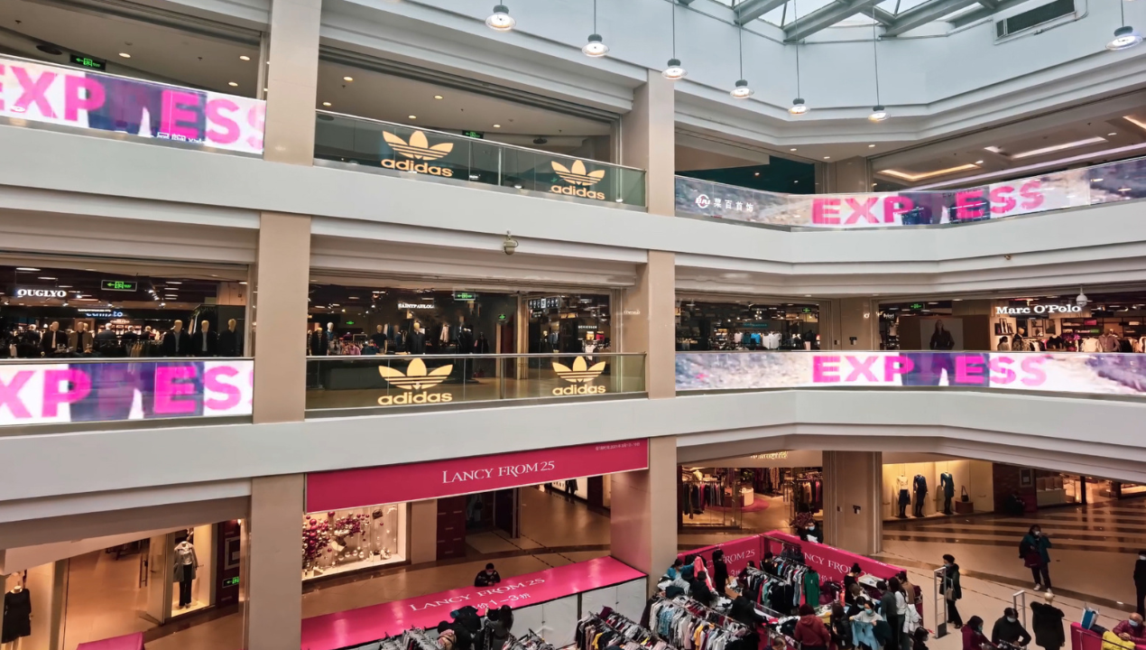 Transparent LED poster screen clearly displays the projected content