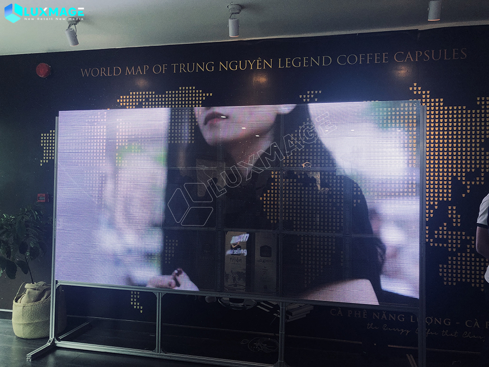 Transparent LED screens installed for project celebrating Trung Nguyen's 24th anniversary