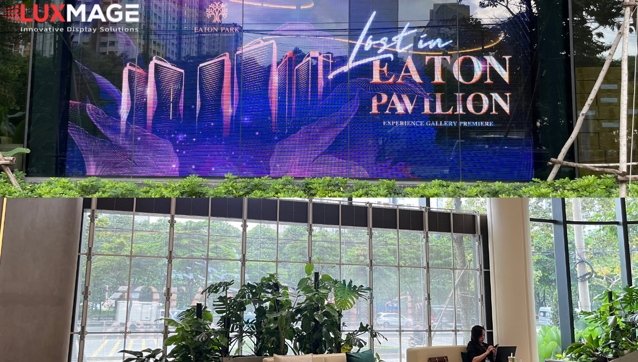 Lắp đặt màn hình LED trong suốt trên mặt kính tòa nhà