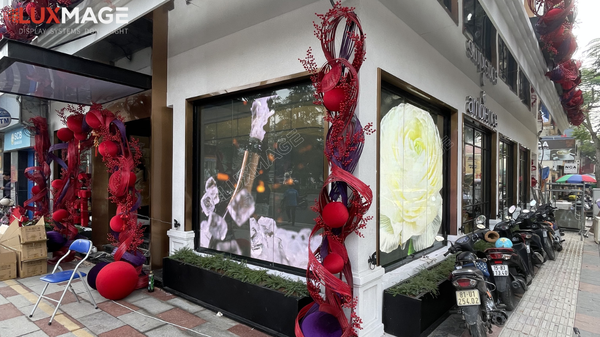 The P3.9 transparent LED screen at the Ambience show home was developed by Gamuda.