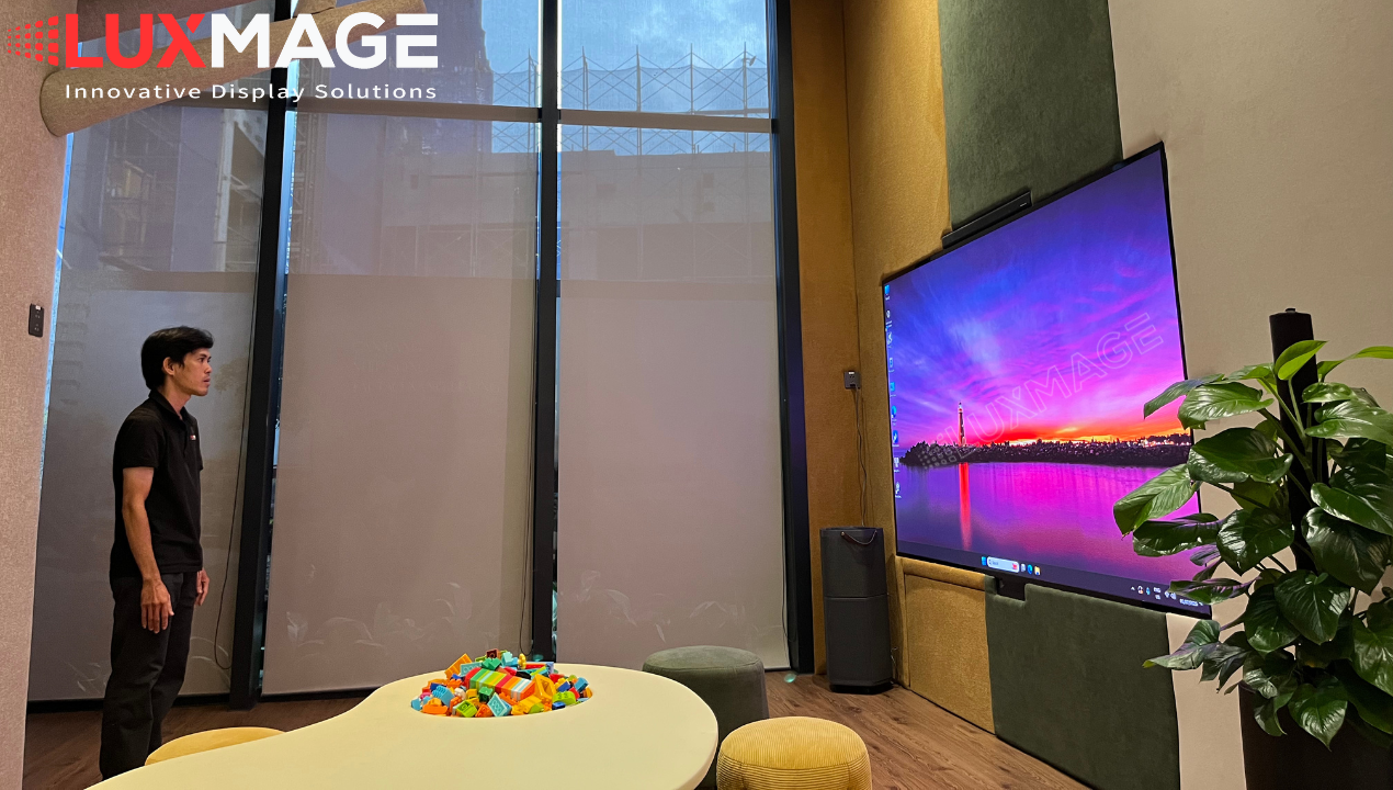 Interactive LED game screen at real estate model house