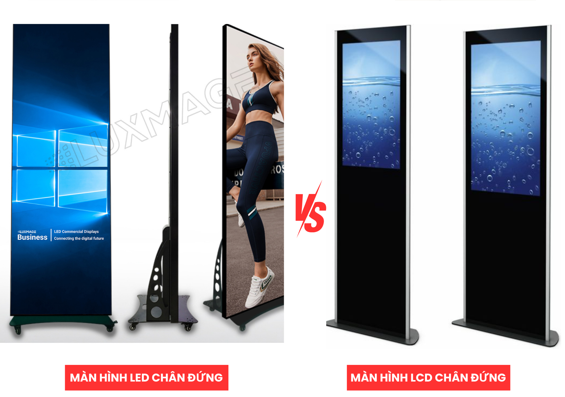 Display comparison between COB and LCD screens.